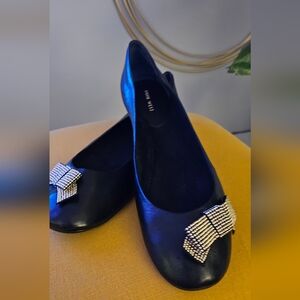 NEW Black Bow Embellished Flats Size 12